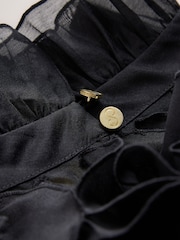 CERENE Catherine Black Dramatic Ruffle Long Sleeve Organza Blouse - Image 10 of 11
