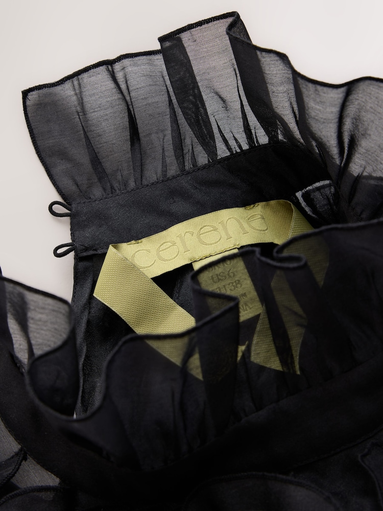 CERENE Catherine Black Dramatic Ruffle Long Sleeve Organza Blouse - Image 11 of 11 CERENE Catherine Black Dramatic Ruffle Long Sleeve Organza Blouse - Image 11 of 11