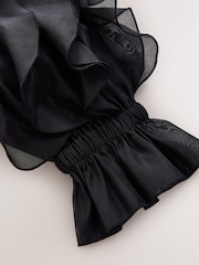 CERENE Catherine Black Dramatic Ruffle Long Sleeve Organza Blouse - Image 8 of 11