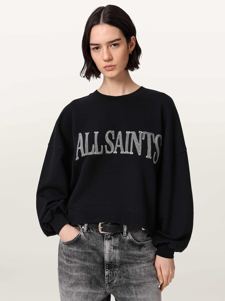 AllSaints Black Dash Lila Sweatshirt - Image 1 of 8 AllSaints Black Dash Lila Sweatshirt - Image 1 of 8