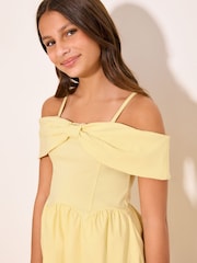 Lipsy Lemon Yellow Bardot Puffball Dress (5-16yrs) - Image 2 of 5