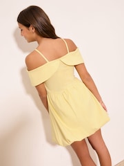 Lipsy Lemon Yellow Bardot Puffball Dress (5-16yrs) - Image 4 of 5
