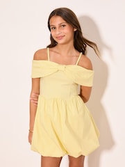 Lipsy Lemon Yellow Bardot Puffball Dress (5-16yrs) - Image 5 of 5