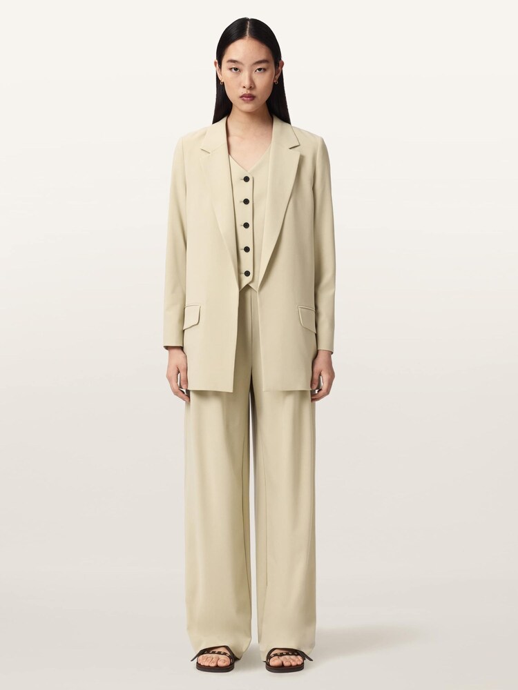AllSaints Cream Aleida Wide Leg Trousers - Image 2 of 7