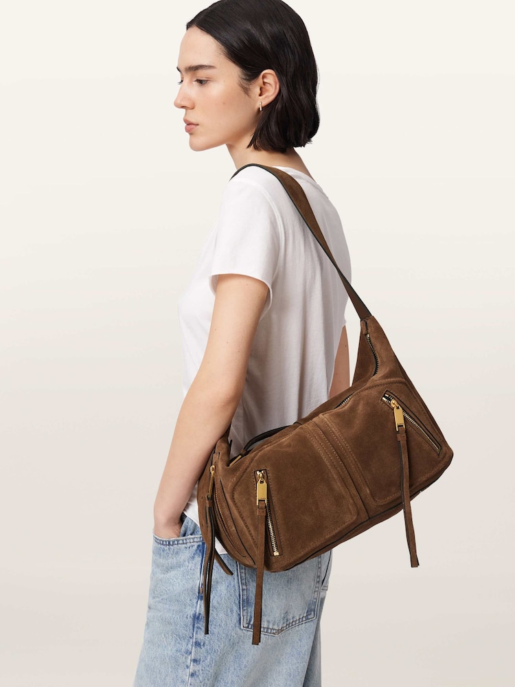 AllSaints Brown Jean Rey Suede Shoulder - Image 2 of 7