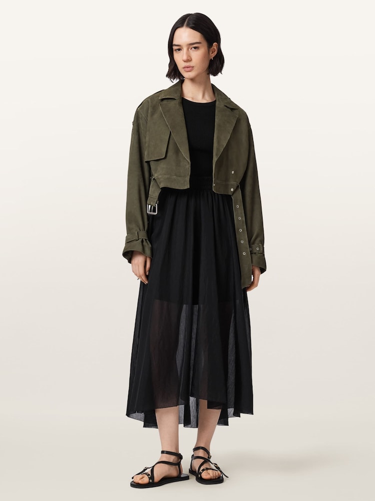 AllSaints Green Ophelia Suede Jacket - Image 2 of 7