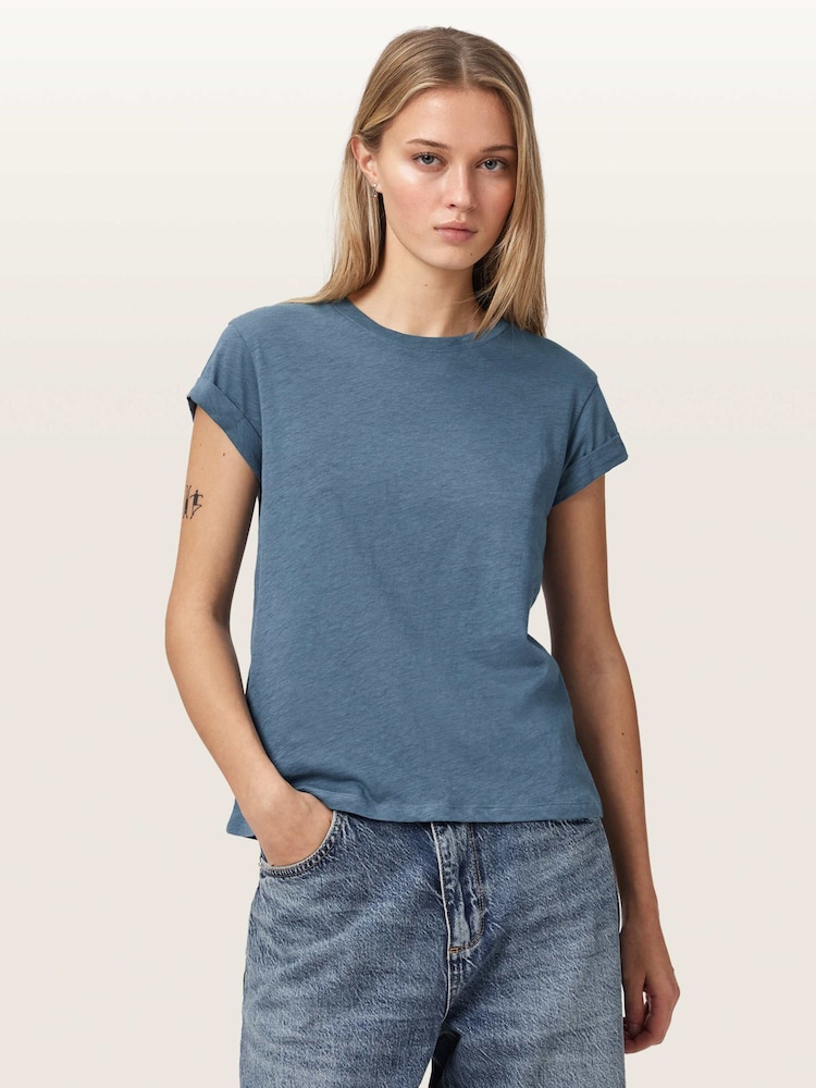 AllSaints Blue Anna T-Shirt - Image 1 of 7 AllSaints Blue Anna T-Shirt - Image 1 of 7