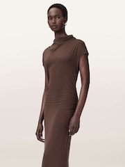 AllSaints Brown Selena Dress - Image 1 of 7