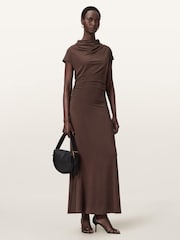 AllSaints Brown Selena Dress - Image 3 of 7