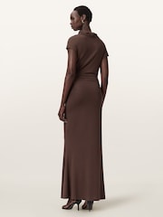 AllSaints Brown Selena Dress - Image 4 of 7