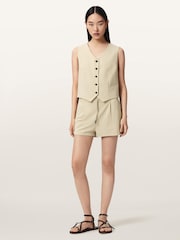 AllSaints Cream Aleida Tri Shorts - Image 4 of 8