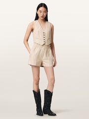 AllSaints Cream Fran Short - Image 6 of 8