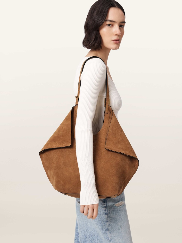 AllSaints Brown Ara Suede E/W Tote - Image 7 of 7