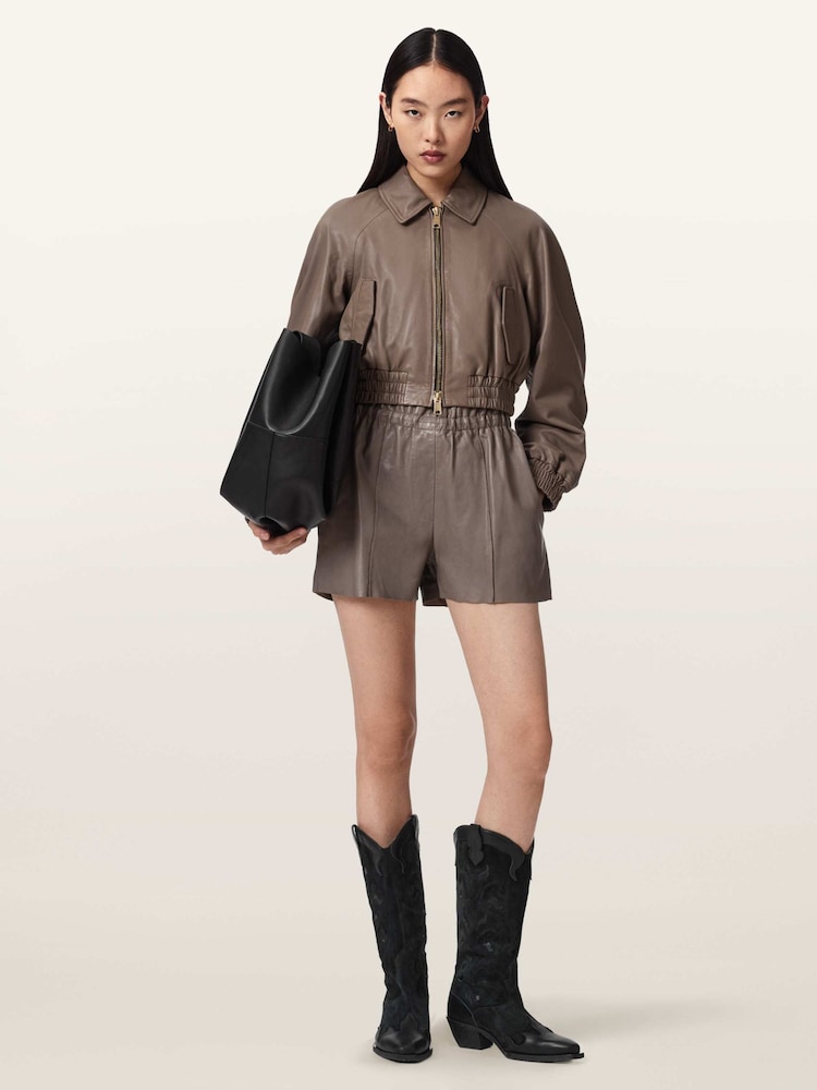 AllSaints Brown Fran Shorts - Image 1 of 8 AllSaints Brown Fran Shorts - Image 1 of 8