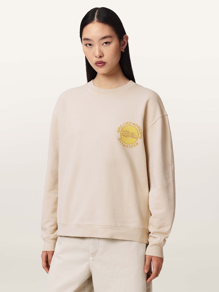 AllSaints Cream Sun City Etta Sweatshirt - Image 1 of 9 AllSaints Cream Sun City Etta Sweatshirt - Image 1 of 9