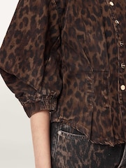 AllSaints Brown Nancy Denim Shirt - Image 4 of 8