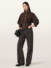 AllSaints Brown Nancy Denim Shirt - Image 7 of 8