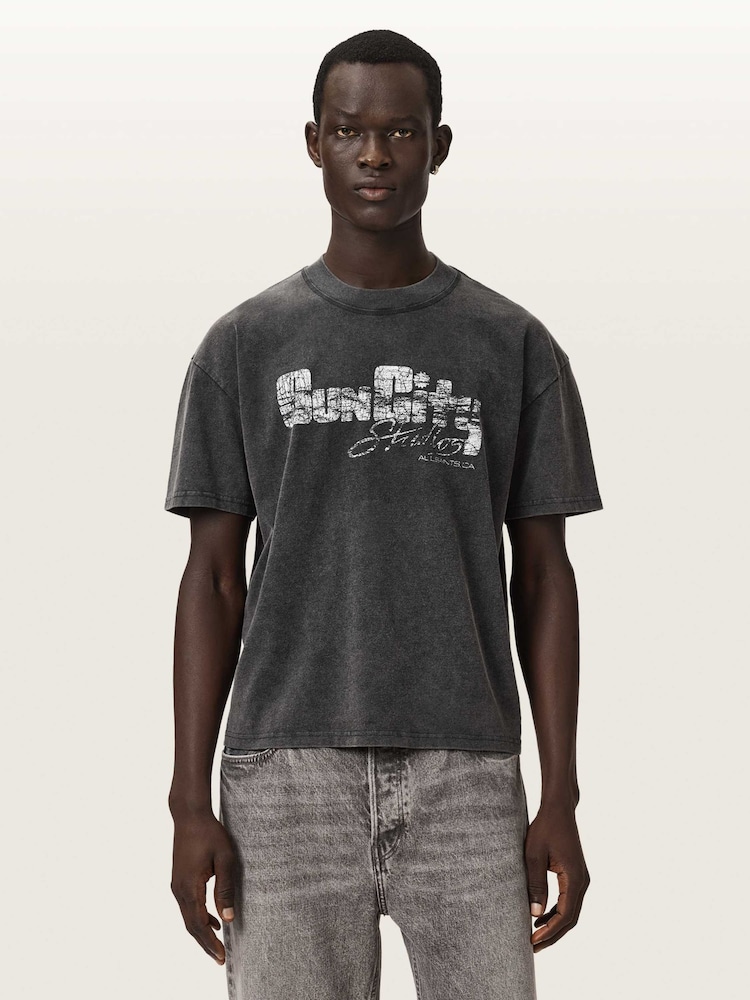 AllSaints Black Sun City Short Sleeve Crew Neck T-Shirt - Image 1 of 6