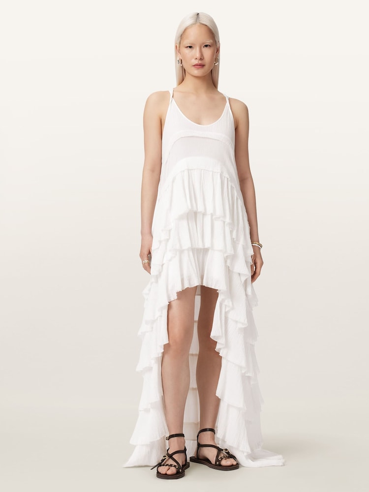 AllSaints White Cavarly Crepe Dress - Image 1 of 6 AllSaints White Cavarly Crepe Dress - Image 1 of 6