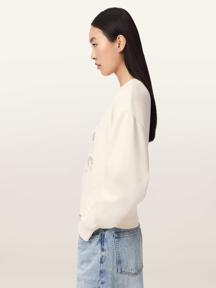 AllSaints White Stacks Separo Sweatshirt - Image 2 of 8