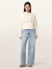 AllSaints White Stacks Separo Sweatshirt - Image 3 of 8