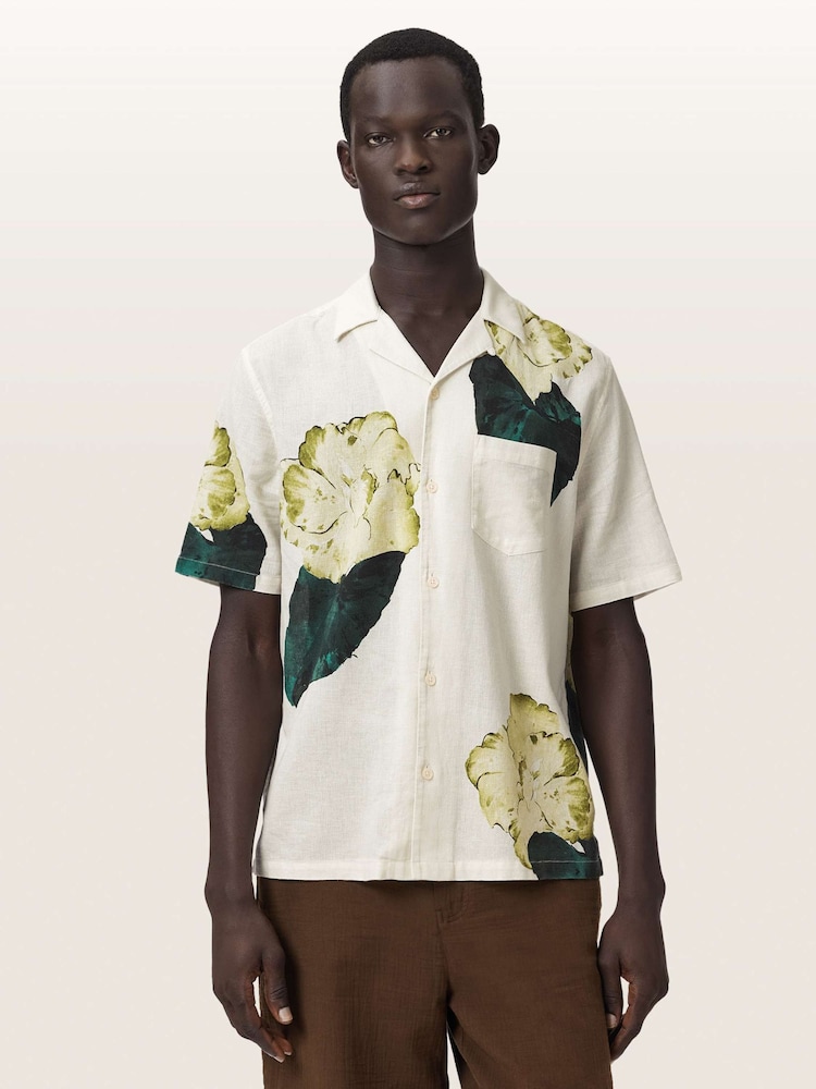 AllSaints Cream Nouvelle Short Sleeve Shirt - Image 1 of 7