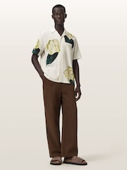AllSaints Cream Nouvelle Short Sleeve Shirt - Image 5 of 7
