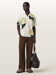AllSaints Cream Nouvelle Short Sleeve Shirt - Image 6 of 7