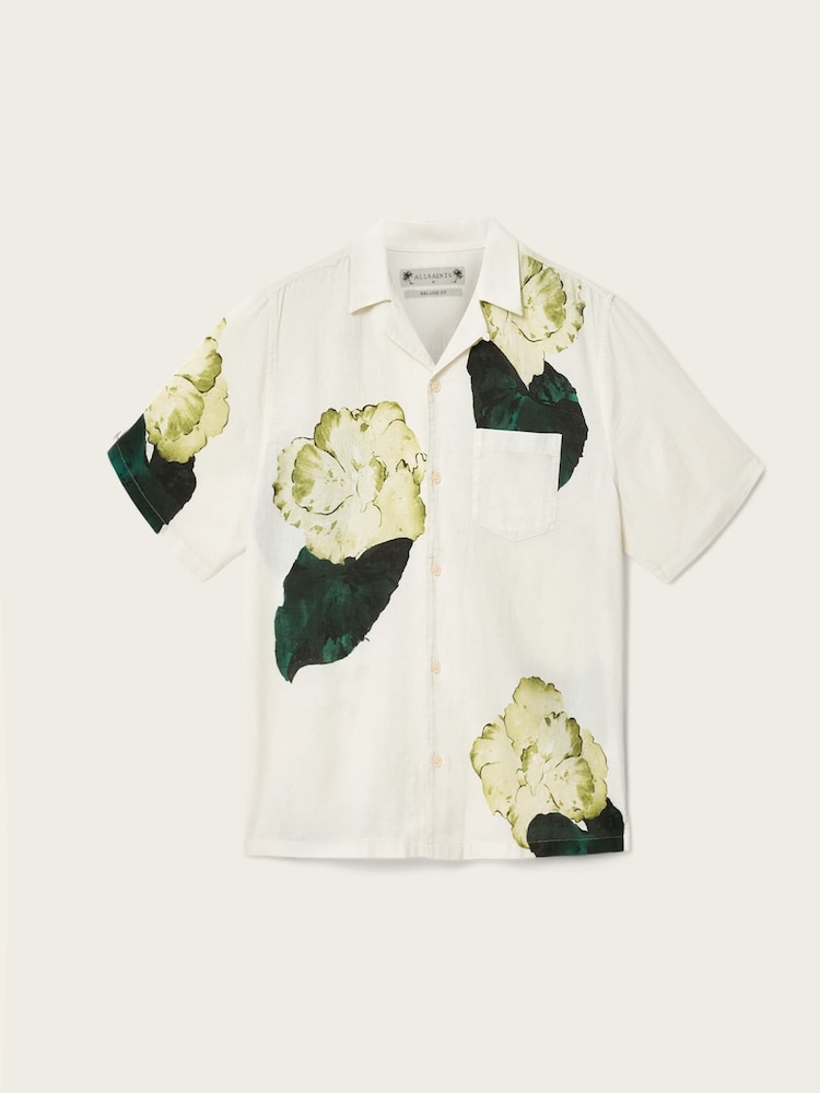 AllSaints Cream Nouvelle Short Sleeve Shirt - Image 7 of 7