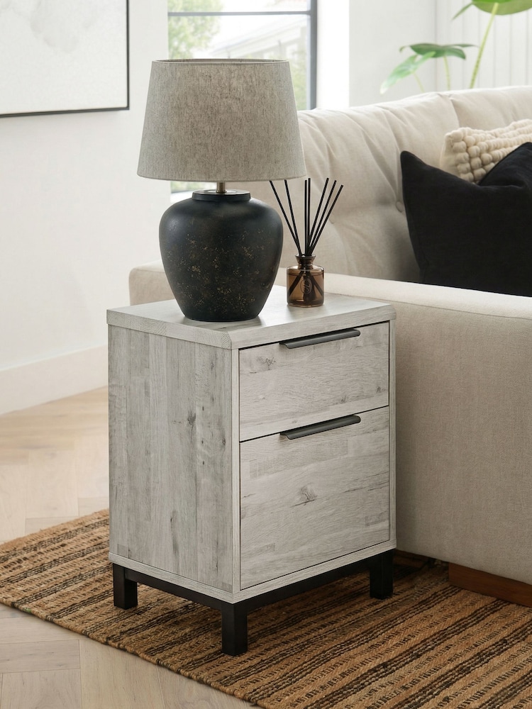 Grey Bronx Oak Effect Side Table - Image 1 of 7