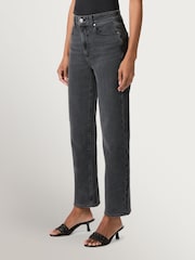 Paige Skyline Fog Stevie Ankle High Rise Cropped Straight Leg Jeans - Image 4 of 6