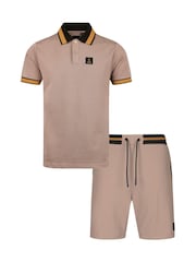 Luke 1977 Brown Makati Sanip Hardnut Polo Shirt and Short Set - Image 4 of 6
