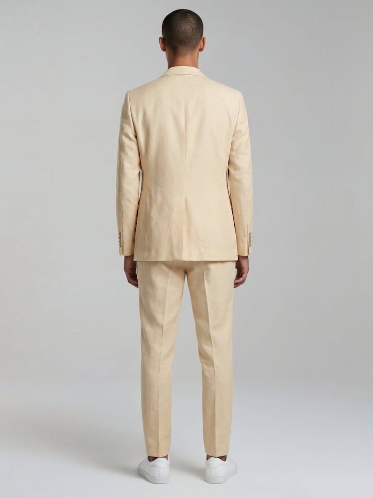 Harry Brown Yellow Slim Fit Single Breasted Linen Blend Suit Jacket - Image 2 of 9 Harry Brown Yellow Slim Fit Single Breasted Linen Blend Suit Jacket - Image 2 of 9