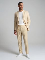 Harry Brown Yellow Slim Fit Single Breasted Linen Blend Suit Jacket - Image 4 of 9