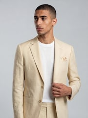 Harry Brown Yellow Slim Fit Single Breasted Linen Blend Suit Jacket - Image 5 of 9