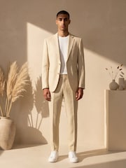Harry Brown Yellow Slim Fit Single Breasted Linen Blend Suit Jacket - Image 6 of 9