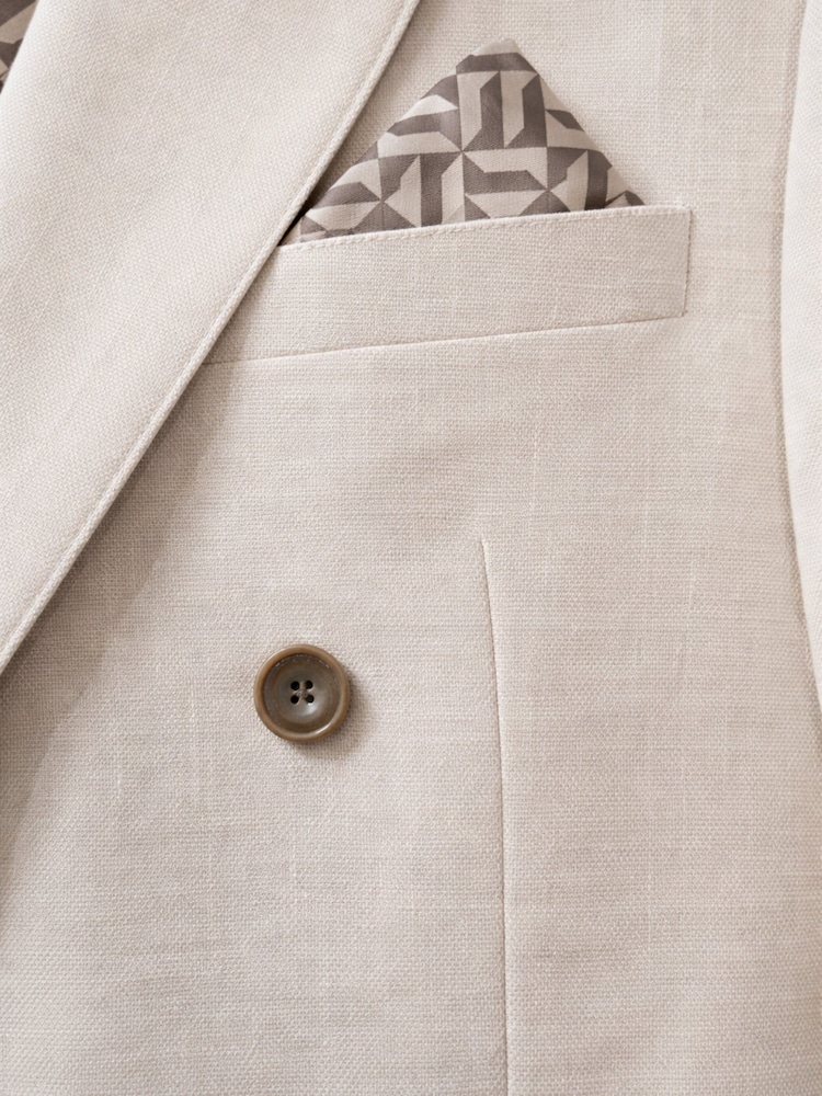 Harry Brown Natural Slim Fit Double Breasted Linen Blend Suit Jacket - Image 8 of 8 Harry Brown Natural Slim Fit Double Breasted Linen Blend Suit Jacket - Image 8 of 8