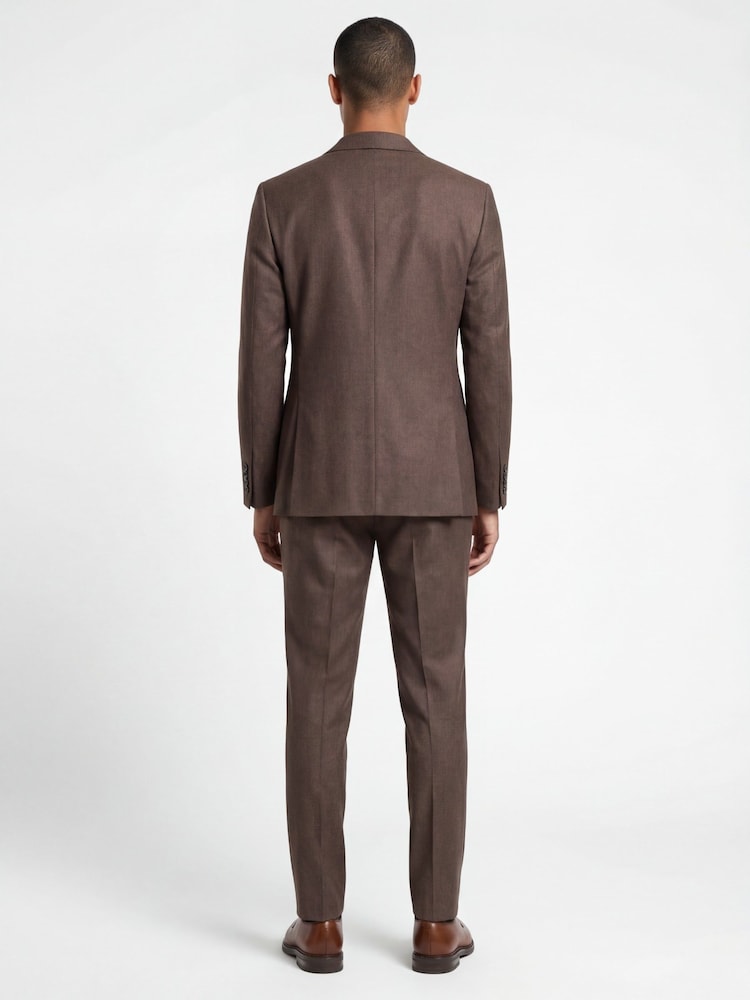 Harry Brown Brown Slim Fit Double Breasted Linen Blend Suit Jacket - Image 2 of 8 Harry Brown Brown Slim Fit Double Breasted Linen Blend Suit Jacket - Image 2 of 8