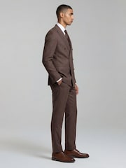 Harry Brown Brown Slim Fit Double Breasted Linen Blend Suit Jacket - Image 4 of 8