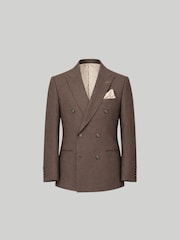 Harry Brown Brown Slim Fit Double Breasted Linen Blend Suit Jacket - Image 7 of 8