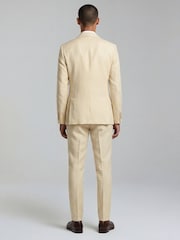 Harry Brown Yellow Slim Fit Double Breasted Linen Blend Suit Jacket - Image 2 of 9