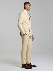 Harry Brown Yellow Slim Fit Double Breasted Linen Blend Suit Jacket - Image 3 of 9