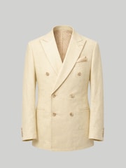 Harry Brown Yellow Slim Fit Double Breasted Linen Blend Suit Jacket - Image 7 of 9