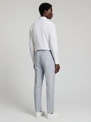 Harry Brown Blue Slim Fit Linen Blend Suit Trousers - Image 2 of 8