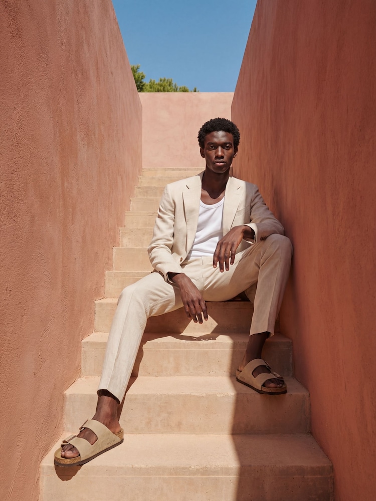 Harry Brown Natural Slim Fit Single Breasted Linen Blend Suit Jacket - Image 1 of 8