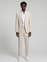 Harry Brown Natural Slim Fit Single Breasted Linen Blend Suit Jacket - Image 3 of 8