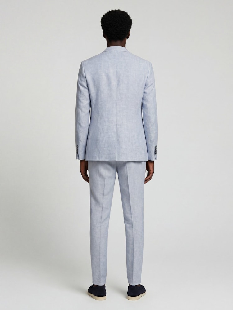 Harry Brown Blue Slim Fit Single Breasted Linen Blend Suit Jacket - Image 2 of 8 Harry Brown Blue Slim Fit Single Breasted Linen Blend Suit Jacket - Image 2 of 8