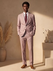 Harry Brown Red Slim Fit Single Breasted Linen Blend Suit Jacket - Image 5 of 8