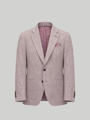 Harry Brown Red Slim Fit Single Breasted Linen Blend Suit Jacket - Image 6 of 8
