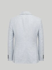 Harry Brown Blue Slim Fit Double Breasted Linen Blend Suit Jacket - Image 7 of 8